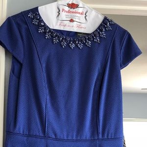 Adrianna Papell Dress royal blue, jeweled neckline